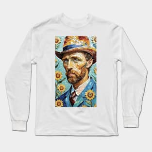 Sunflowers Mosaic: Van Gogh Inspired Portrait Long Sleeve T-Shirt